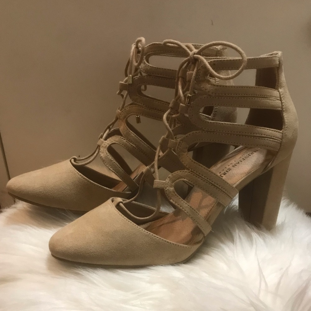 Beige Suede Heels